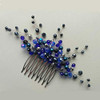 Kercisbeauty Handmade Boho Wedding Hair Comb with Navy Blue Crystal Beads for Brides Bridal Silver Headpiece Prom Hair A
