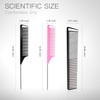 3 Pieces Rat Tail Comb Carbon Fiber Teasing Combs Parting Braids Comb Stainless Steel Pintail Comb Barber Styling Combs