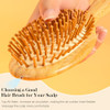 GAINWELL Bamboo Hair Brush for Hair Growth Natural Bamboo Bristles Detangling Wooden Paddle Hairbrush for Massaging Scal