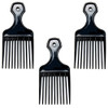 Luxxii 3 Pack 6 Plastic Afro Pick Lift Hair Comb Detangle Wig Braid Hair Man Styling Comb BlackA