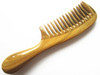 Myhsmooth Gspyb Wide Tooth Wood Handmade Natural Green Sandalwood No Static Comb with Rounded Handle with Aromatic Scent