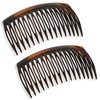 Parcelona French Glossy Shell Brown Celluloid 2 Pieces Good Grip Up do 16 Teeth Hair Side Combs 275 Inches 2 Pcs