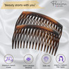 Parcelona French Glossy Shell Brown Celluloid 2 Pieces Good Grip Up do 16 Teeth Hair Side Combs 275 Inches 2 Pcs