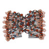 Ruihfas Vintage Beaded Crystal Flower Easy Stretchy Double Clips Hair Comb Hair Accessories Coffee