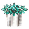 Faship Green Rhinestone Crystal Floral Hair Comb