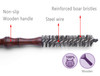 PERFEHAIR Mini Boar Bristle Round Brush for Short Hair Small Round Barrel Brush for Blow Drying085 Inch Diameter