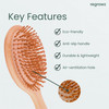 Regrowz Bamboo Paddle Hair Brush for Women Men Natural Wooden Brush to Detangle Hair Reduce Hair Breakage Scalp Massage