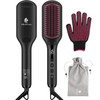 Enhanced Ceramic Hair Straightener Brush by MiroPure 2in1 Ionic Straightening Brush with AntiScald Feature Auto Temperat