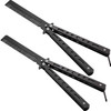 2 Pieces Combs Stainless Steel Folding Practice Combs Hair Styling Tools for Sport Outdoor Use Black