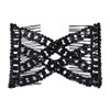 Lovef Easy Magic Hair Beauty Decoration Comb Pearl Stretchy Beaded Hairpin Bow Double Combs Lady in Assorted Color Black
