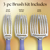 Olivia Garden Finger Brush ScalpHugging Vented Paddle Hair Brush 3Piece Kit
