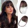 Menethe Hair Clip in Bangs Dark Brown Wispy Clip on Air Bangs 100 Real Human Hair Extensions for Women Fringe with Templ