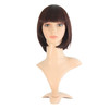 MapofBeauty Short Straight Wigs Flat Bangs Wigs Dark Brown