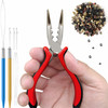 konovo Microlinks Hair Extensions Kit Professional Tools with Hair Extension Pliers Bead Threader Micro Links Silicone R