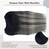 Ubetta Hair Extensions Brown to Ash Blonde Highlights Clip in Human Hair Extensions 7 pcs Remy Skin Weft Clip in Extensi