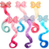 6pcs Unicorn Hair Clips Bows for Girls Rainbow Braided Curly Wig Extensions for Kids Princess Costume Dress up Ponytails