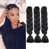 Black Jumbo Braiding Hair Extensions 24 Inch Crochet Braiding Hair 3 Packs Twist Crochet Braids Hair Extension for Women