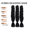 Black Jumbo Braiding Hair Extensions 24 Inch Crochet Braiding Hair 3 Packs Twist Crochet Braids Hair Extension for Women