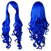 Topbuti 32 Long Hair Heat Resistant Spiral Curly Cosplay Wig Dark Blue