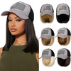 Lansigreen American Flag Hat with Hair Extensions Hat Wig USA Flag Adjustable Attached Straight Short 14 Synthetic Hairp