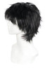 OYSRONG Men Short 118130cm Black Curly Wig Multifunction Fluffy Layered Frizzy Cosplay Heat Resistant Fibre Wig