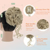 Snoilite Claw Clip Messy Bun Hair Pieces Updo Fake Hair Bun with Claw Clip Blonde Curly Wavy Hair Bun Ponytail Extension