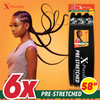 Sensationnel Xpression prestretched braiding hair 6x braid 58 inch all kanekalon flame retardant synthetic braid for box