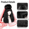 LABEAUT Black and White Wig with Bangs Short Curly Wavy Hair for Women 2021 Two Tone Half and Half Party Halloween Wig F
