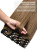 Rose bud Clip in Hair Extensions REMY Human Hair 8Pcs 18 Clips 70gSet 18 Inch Light Brown