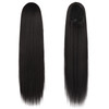 BARSDAR Dark Brown Ponytail Extension 16 Inch Short Straight Drawstring Ponytail Extensions for Women Synthetic Drawstri