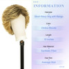Kalyss Short Curly Wavy Blonde Wigs for Women Ombre Blonde Wigs with Hair Bangs Dark Roots Synthetic Full Hair Wig 10 In