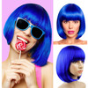 YOUNIGA Blue Bob Wig With Bangs 12 Inch Royal Blue Wig Short Synthetic Fiber Bob Wigs for Women Short Bob Wigs and Hallo