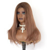 vedar Brown Wigs for Women Synthetic Hair Glueless Black Ombre Brown Lace Front Wig Natural Straight Daily Soft Lace Wig