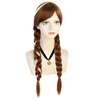 ANOGOL Wig Cap Brown Wig for Princess Long Braided Wig with Bangs Straight Cosplay Wig for Women Party Halloween Costume