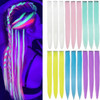 18pcs Colored Hair Extensions Clip Ins Glow in the Dark Hair Extension 20inch Multicolor Hair Piece for Kids Girls Women