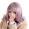 ANOGOL Wig Cap Purple Short wig Bob Synthetic Hair Womens Wig with Bangs Fringe for Costume Purple Bob Wig for Halloween