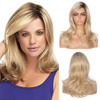 Kalyss Long Wave Blonde Wigs with Hair Bangs Ombre Blonde Long Curly Wigs for Woman Heat Resistant Synthetic Hair Wig 18
