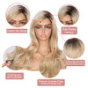 Kalyss Long Wave Blonde Wigs with Hair Bangs Ombre Blonde Long Curly Wigs for Woman Heat Resistant Synthetic Hair Wig 18