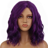 BERON Purple Wigs for Women Girls Short Curly Wavy Bob Wig Dark Purple Color Side Part Heat Resistant Synthetic Wigs for