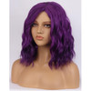 BERON Purple Wigs for Women Girls Short Curly Wavy Bob Wig Dark Purple Color Side Part Heat Resistant Synthetic Wigs for