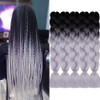 AIDUSA Ombre Braiding Hair Gray Braiding Hair Extensions 5pcs Synthetic Braids 24 Inch 2 Tones Gray Hair for Box Braids