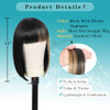 Kalyss Bob Wigs for Women Short Straight Black Bob Wig with Hair bangs Natural Looking Heat Resistant Synthetic Black Ha
