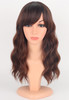 SYMEIW Brown Wavy Wigs For Women Synthetic Wigs With Bangs For Daily Use 16 InchOmbre Brown