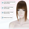 Hairro Clip in Bangs Real Human Hair Bangs One Piece Hairpiece Black Hair Bangs with Temples Flat Neat Thick Fringe Two