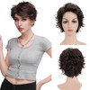 Snoilite Short Brown Wavy Curly Hair Wig Natural Short Layered Fluffy Pixie Cut Wigs for Women Synthetic Hair Full Wigs