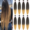 Braiding Hair8 Packs 24 Inch Pre Stretched Braiding Hair Professional Ombre Two Tone Prestretched Hair For Knotless Brai