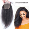 16Italian Coarse Yaki Straight Curly Lace Closure Afro Kinky Straight Human Hair 4x4Top Closures Piece with Baby Hair Fo