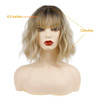 MISSQUEEN Short Blonde Wig with Bangs Synthetic Wavy Blonde Bob Wig Curly Heat Resistant Ombre Blonde Hair Wig for Women