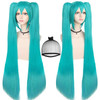 ANOGOL Hair Cap48inch120cm Green Wig Cosplay Green Teal wig Double Ponytail Wig Long Green Lolita Wig For Halloween Cost