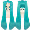 ANOGOL Hair Cap48inch120cm Green Wig Cosplay Green Teal wig Double Ponytail Wig Long Green Lolita Wig For Halloween Cost